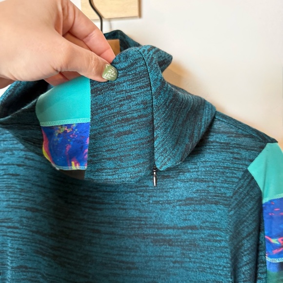 Joseph Ribkoff Colorblock Blue Pullover Asymmetrical Cowl Neck Sweater Canada 6 - Picture 3 of 8